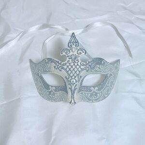 Venetian Masquerade Mask Handmade in Venice Italy | Silver White glitter